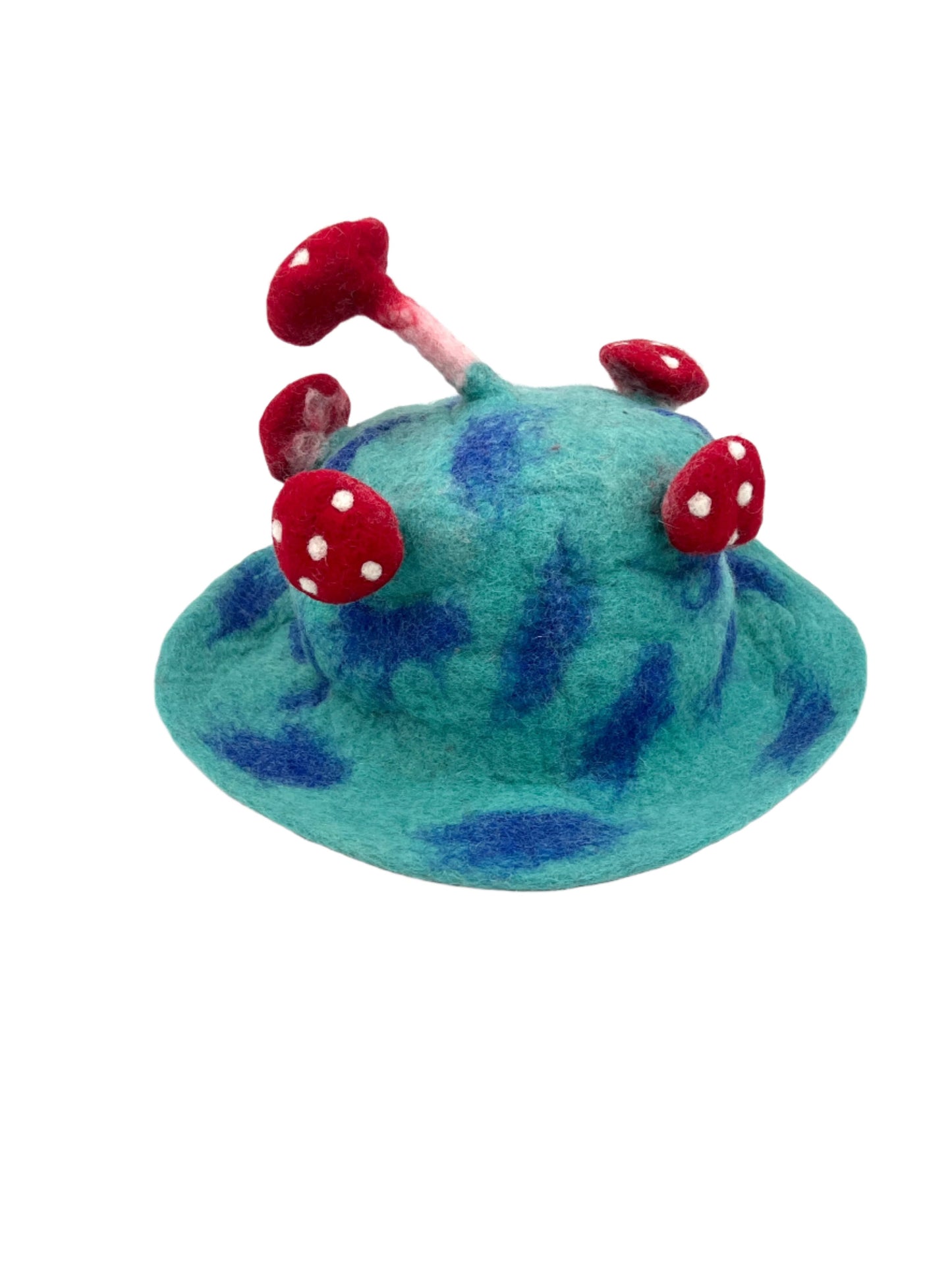 Hand felted Mushroom Wool Hats | Blues