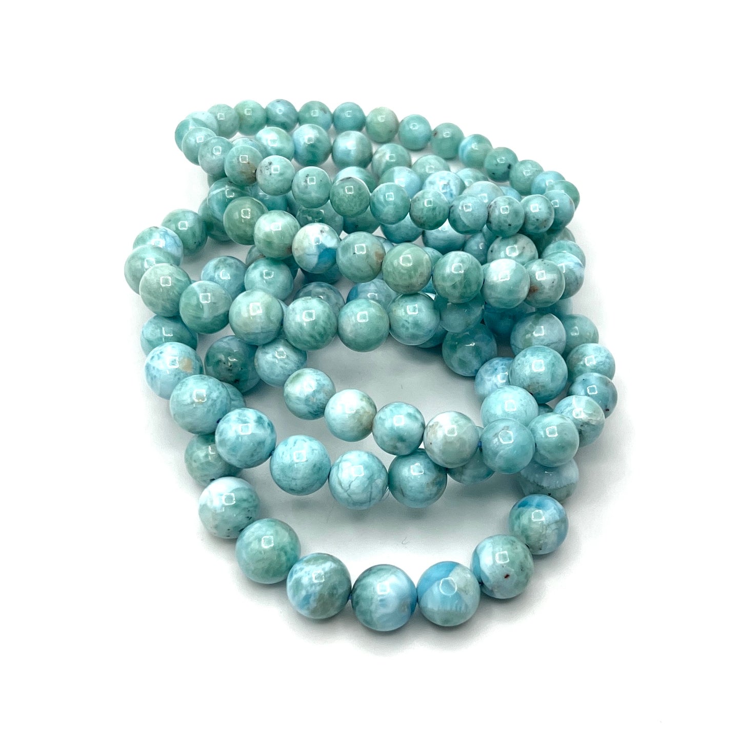 Larimar Round Beaded Stretchy Bracelets