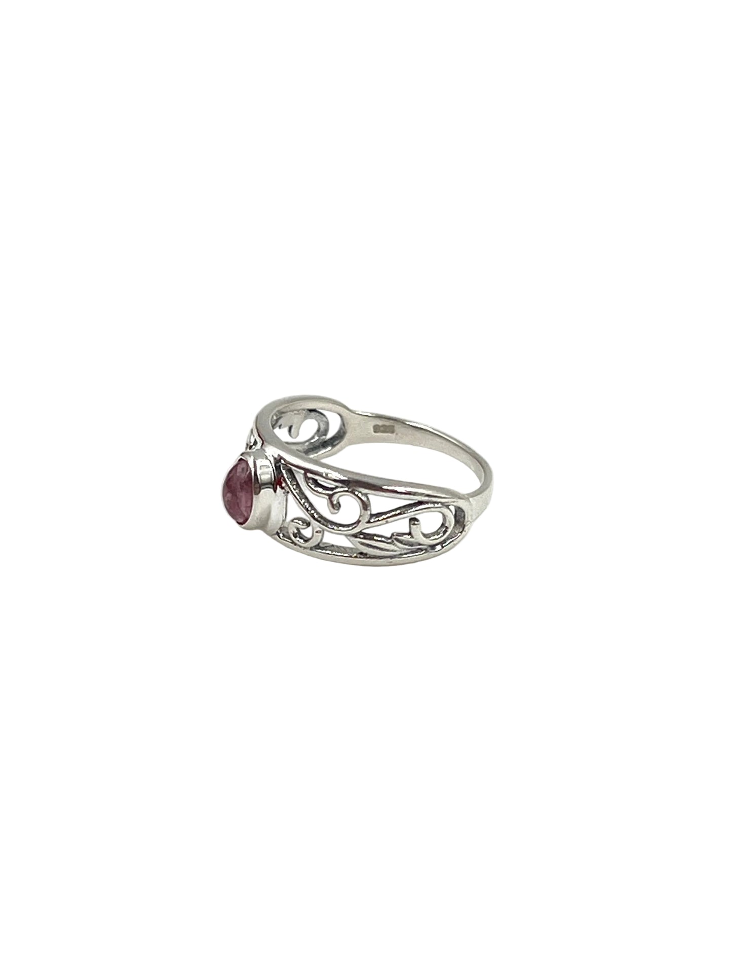 Pink Tourmaline Filigree Ring