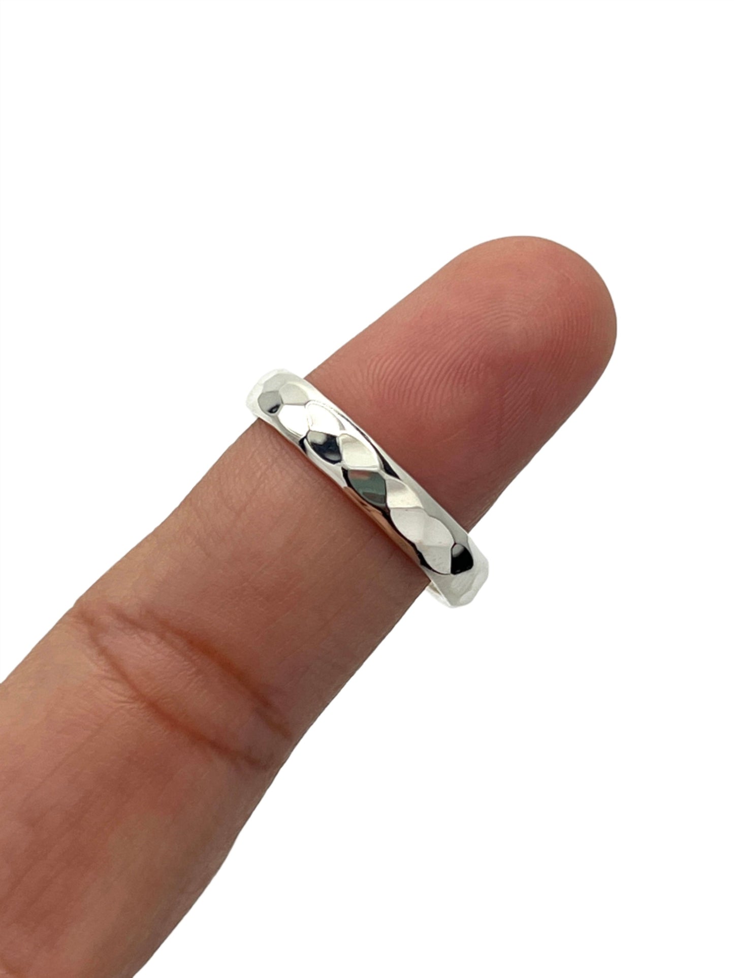 Sterling Silver Curved Hammered Ring