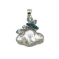 Silver Pearl & Blue Topaz Pendants