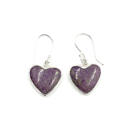 Sterling Silver Heart Purpurite Earrings