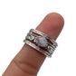 Sterling Silver Oval Triple Moonstone Flower Band Ring