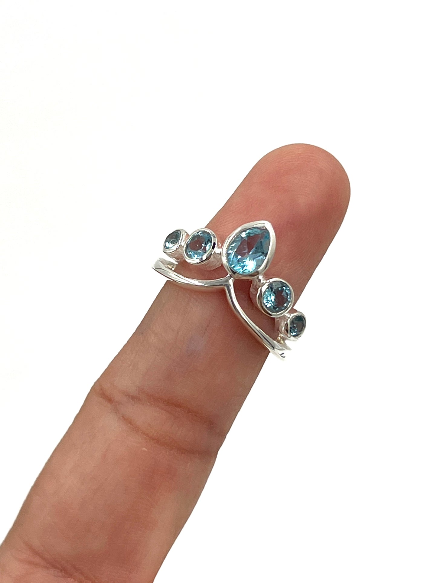 Crown Sky Blue Topaz Ring