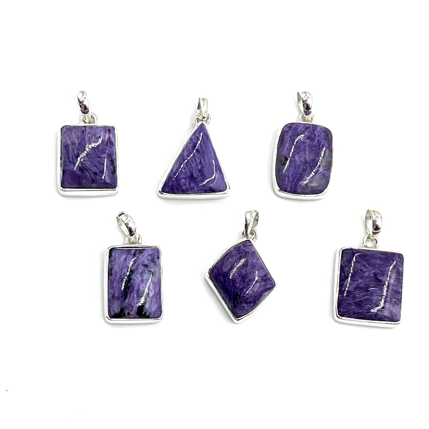 Sterling Silver Charoite Freeform Pendants