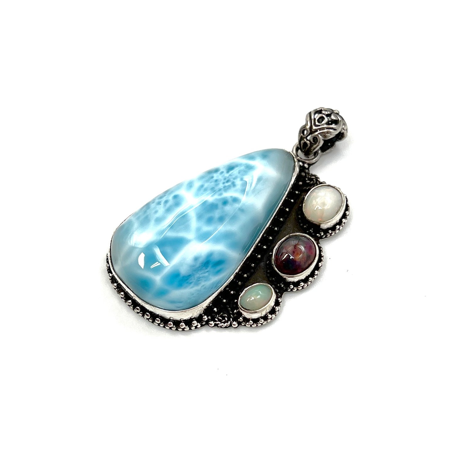 Sterling Silver Larimar & Triple Opal Pendants