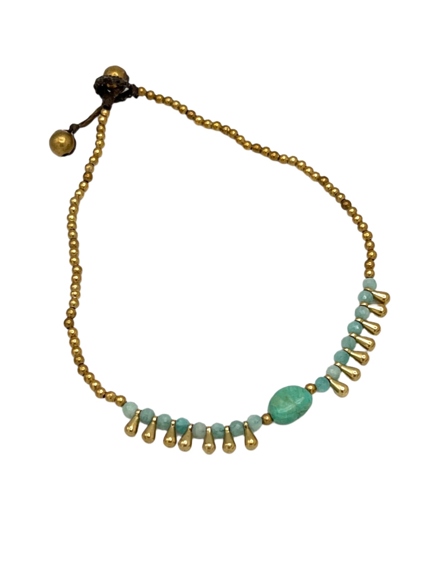 Gemstone Teardrop Brass Anklets