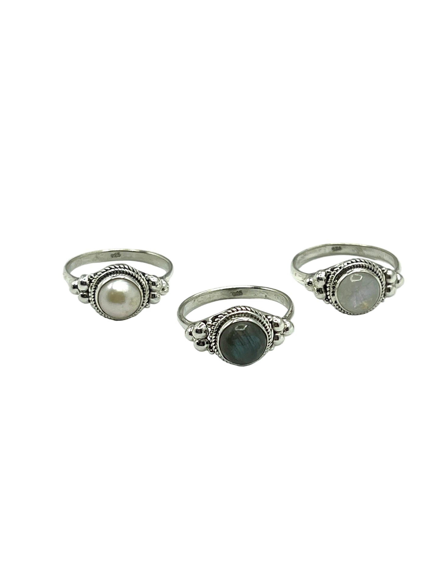 Beaded Circle Gemstone Rings