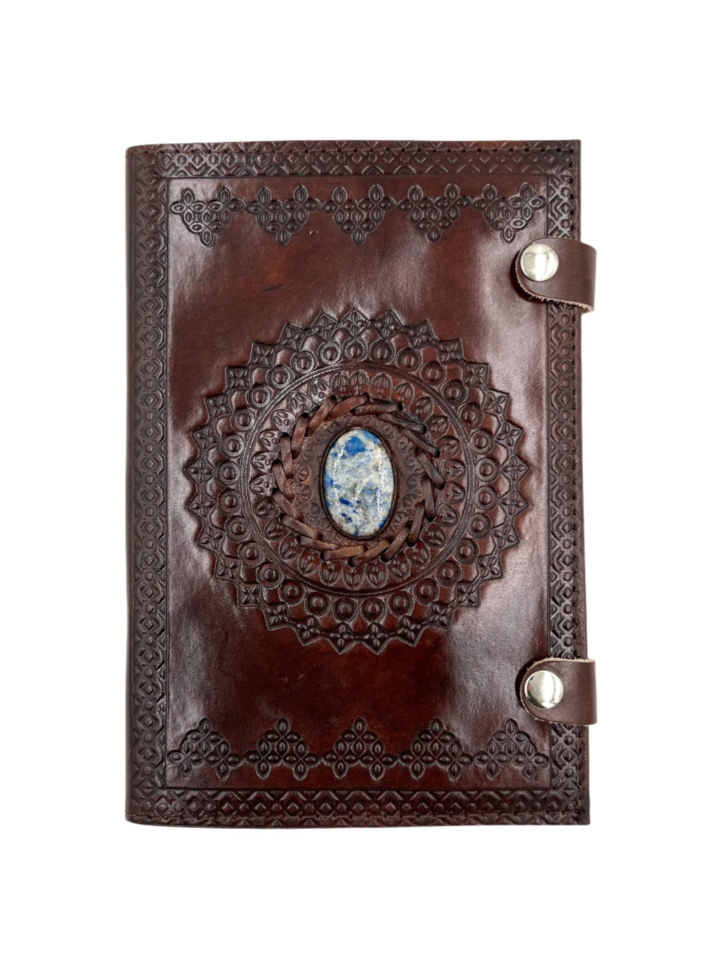 Camel Leather Gemstone Journal | Mandala | 9" x 6" x 1/2"