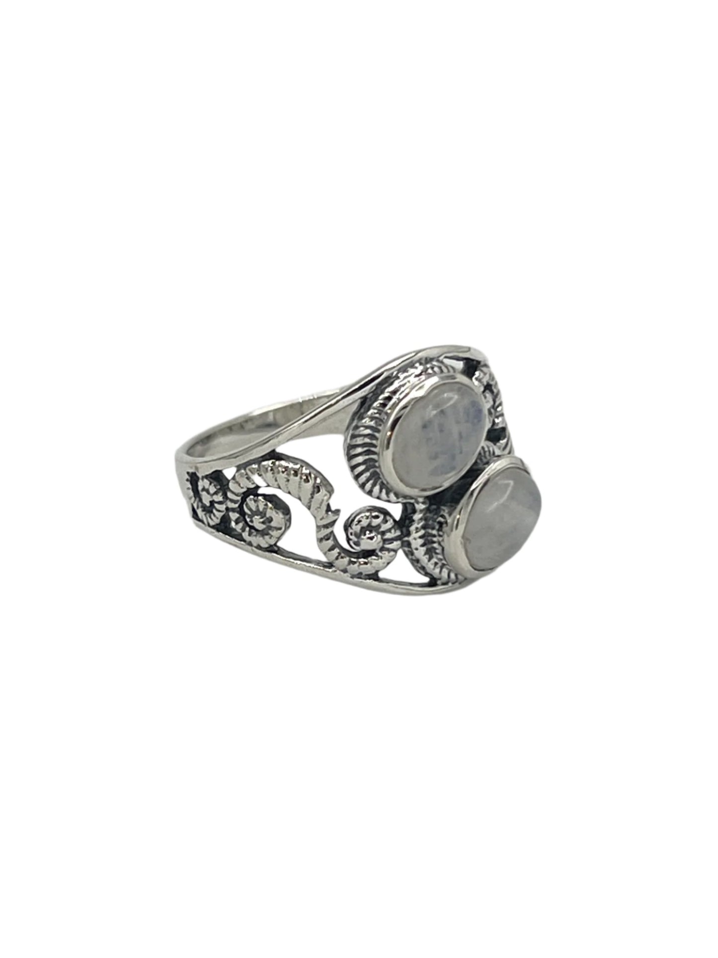 Sterling Silver Labradorite & Moonstone Twist Swirl Rings