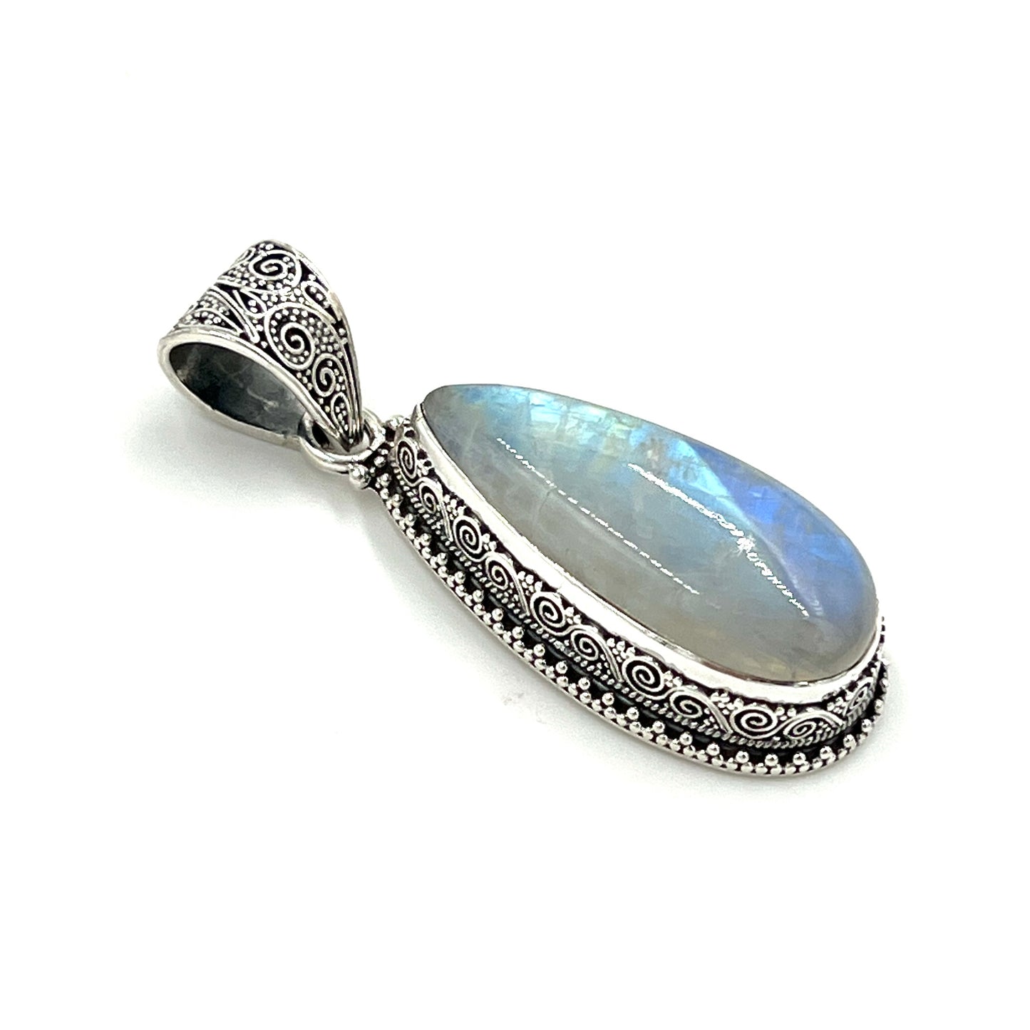 Sterling Silver Filigree Teardrop Moonstone Pendant