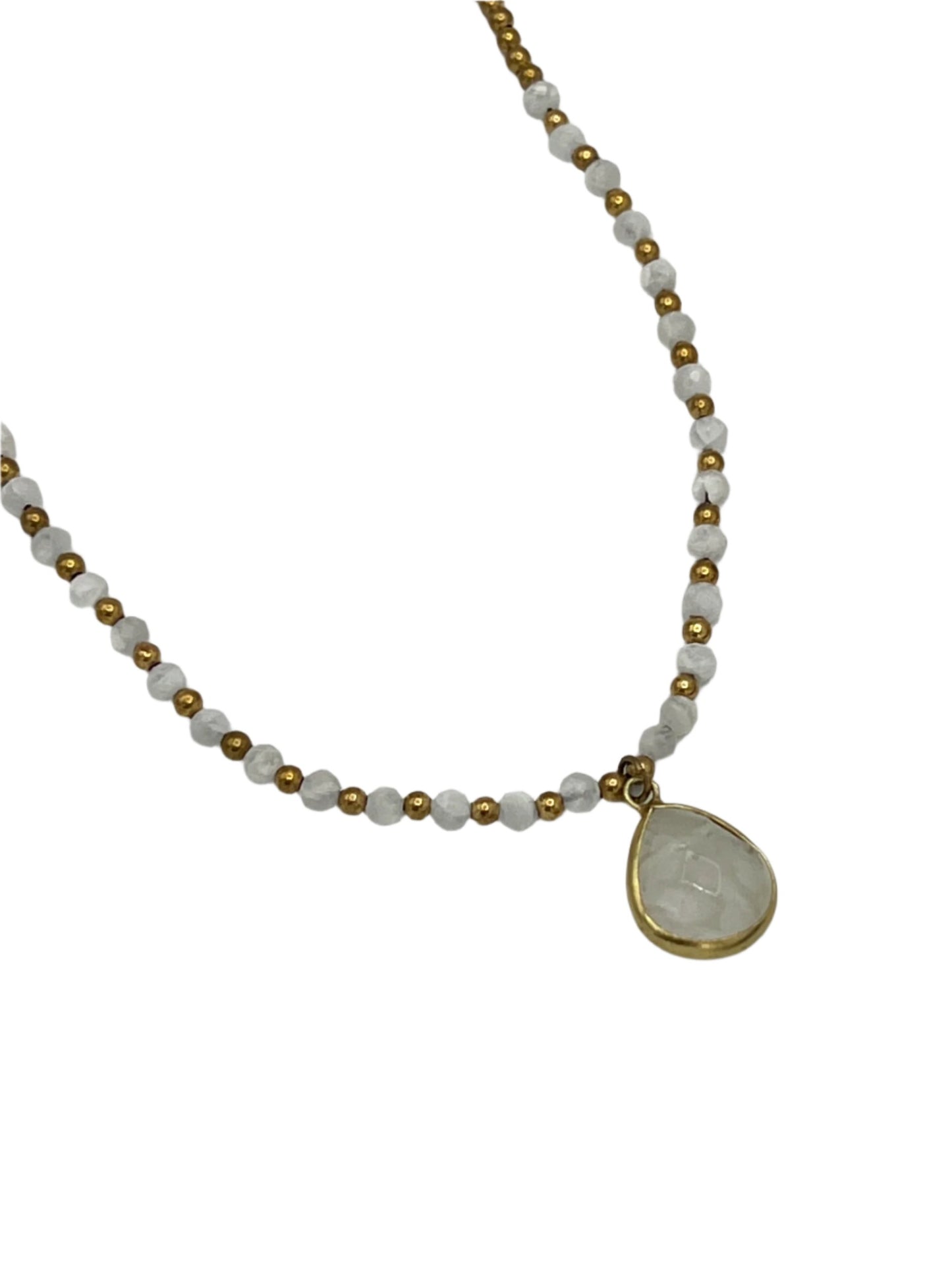 Teardrop Gemstone Brass Necklaces