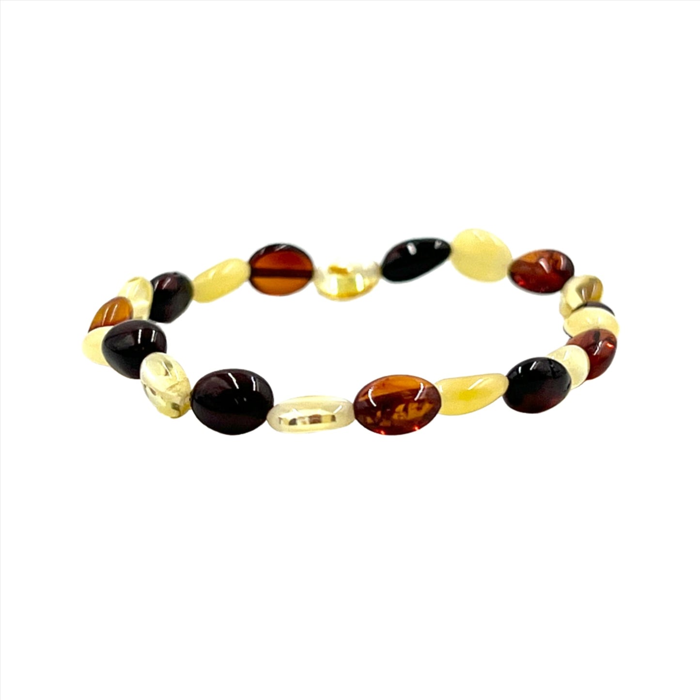 Multi Polished Amber Stretchy Bracelet