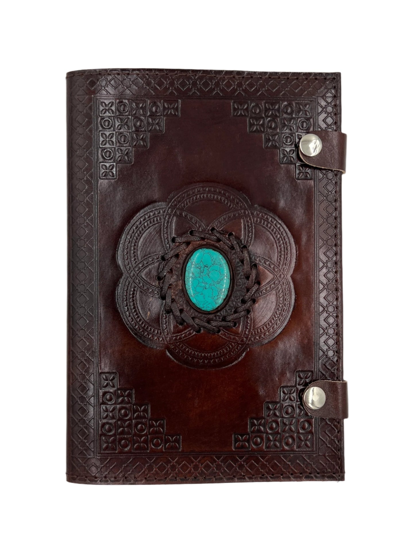 Camel Leather Gemstone Journal | Lotus | 9" x 6" x 1/2"