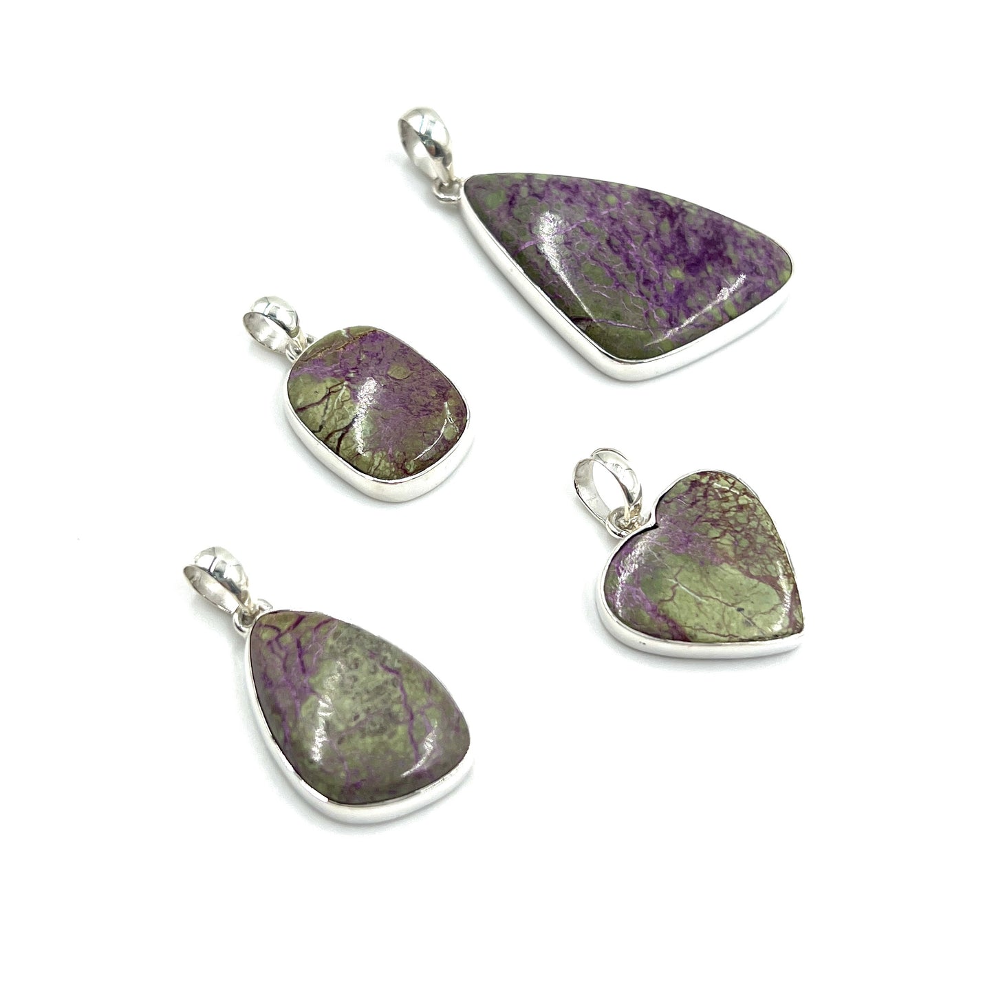 Sterling Silver Stichtite Freeforms Pendants