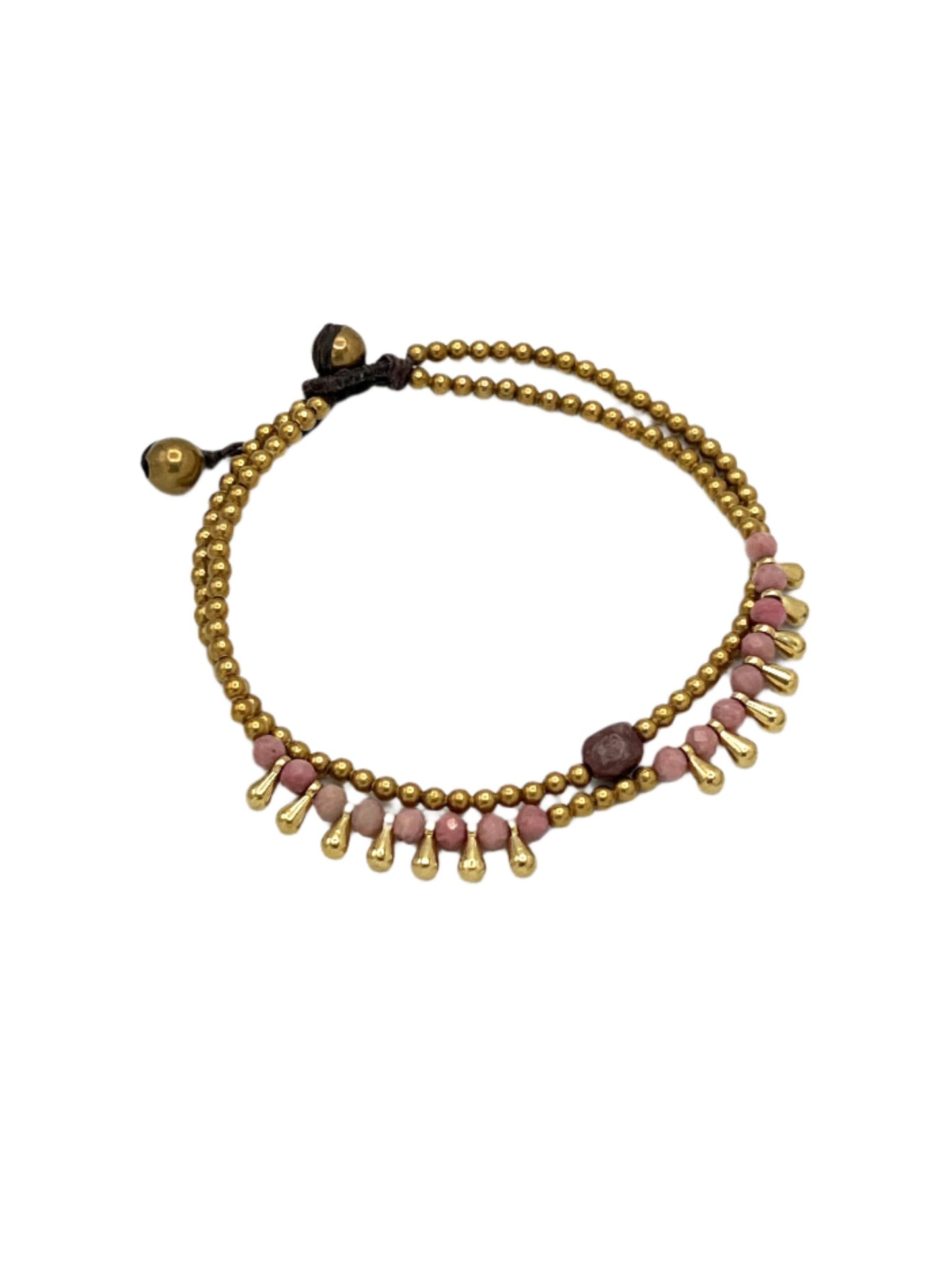 Gemstone Teardrop Brass Bracelet