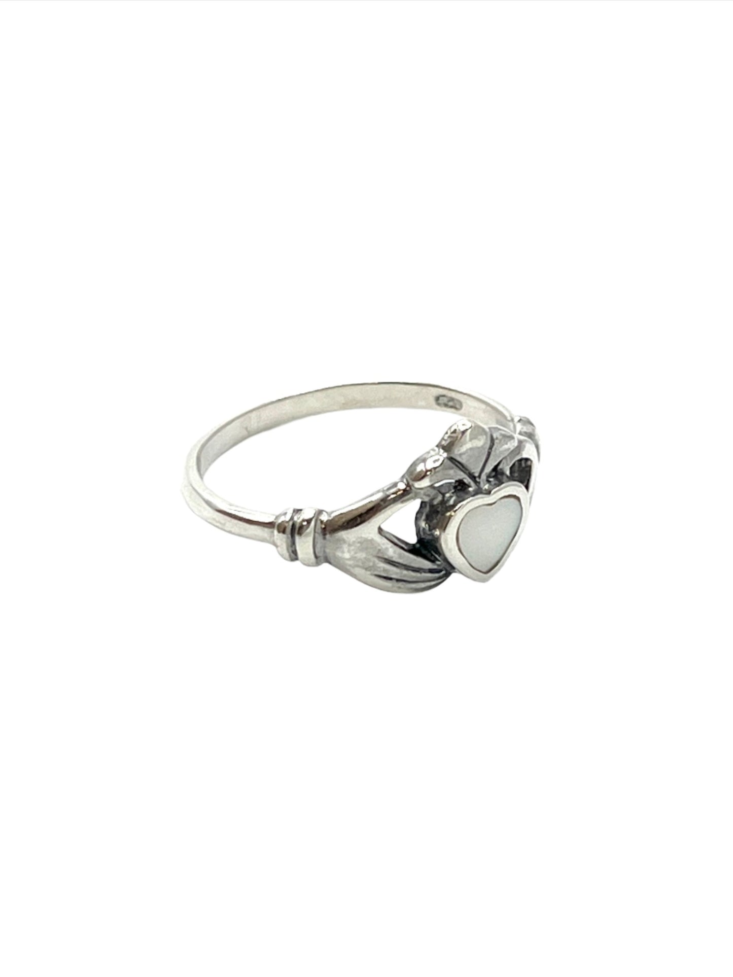Sterling Silver Shell Claddagh Heart Rings