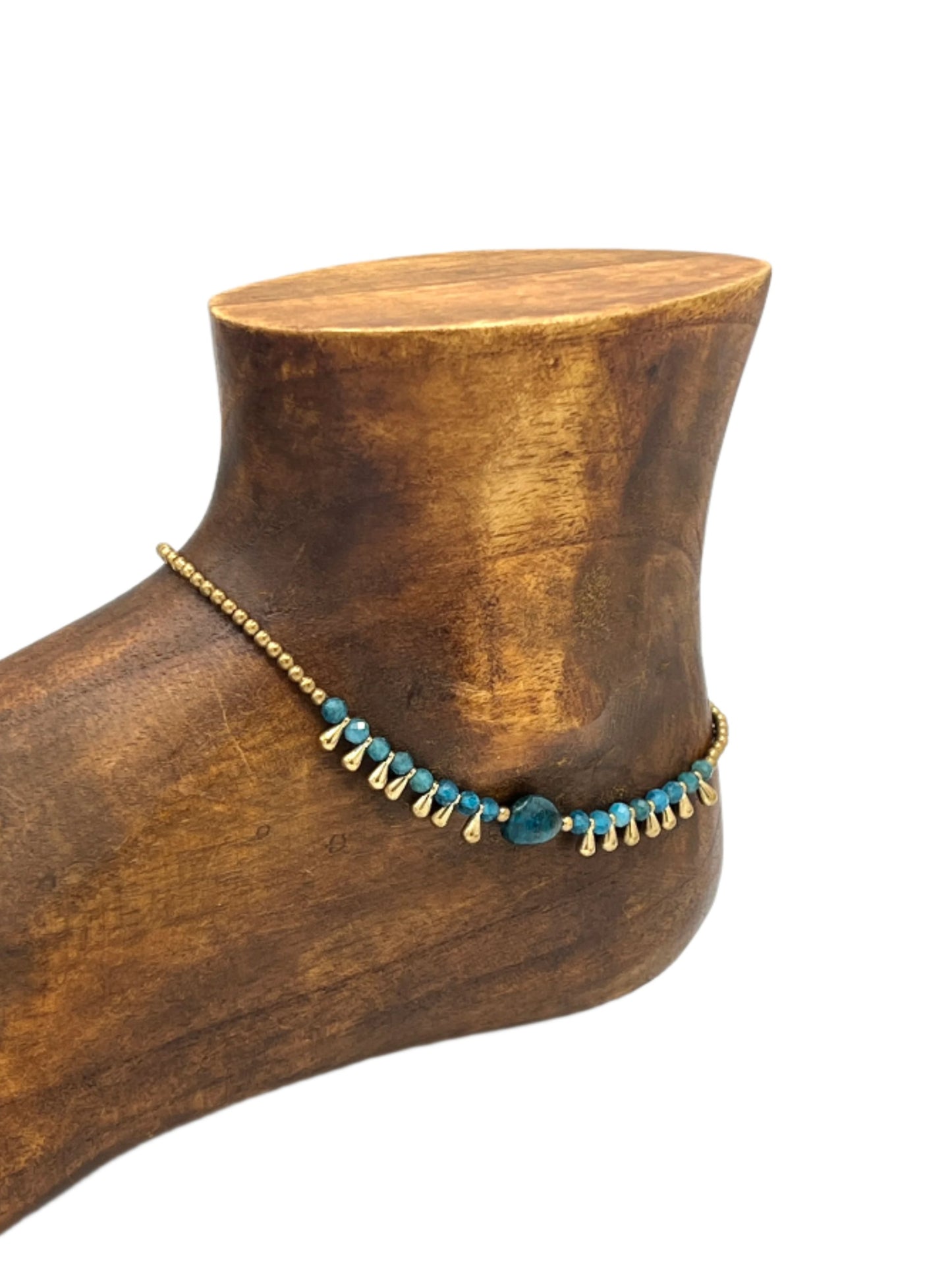 Gemstone Teardrop Brass Anklets