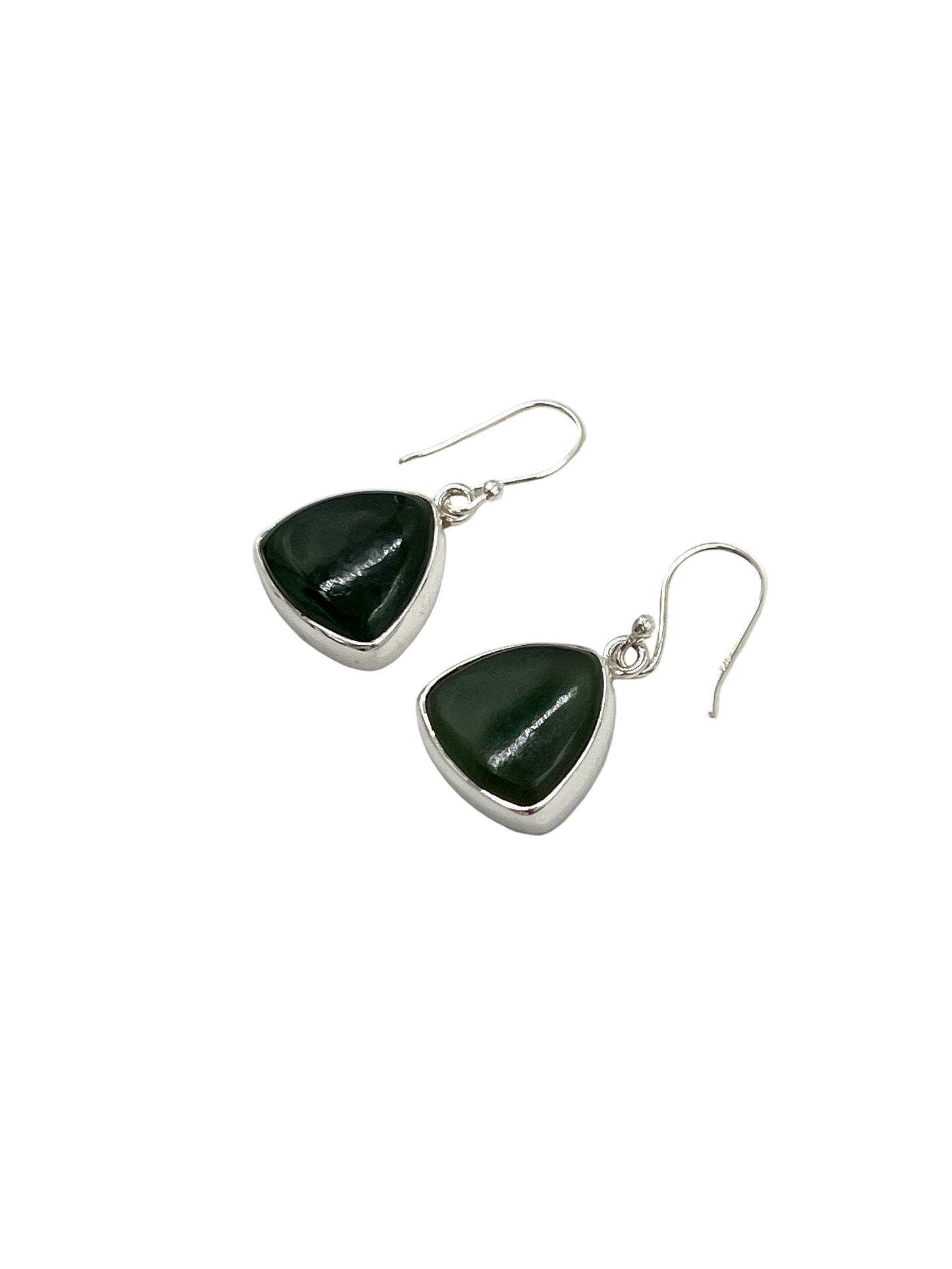 Silver Jade Trillion Earrings