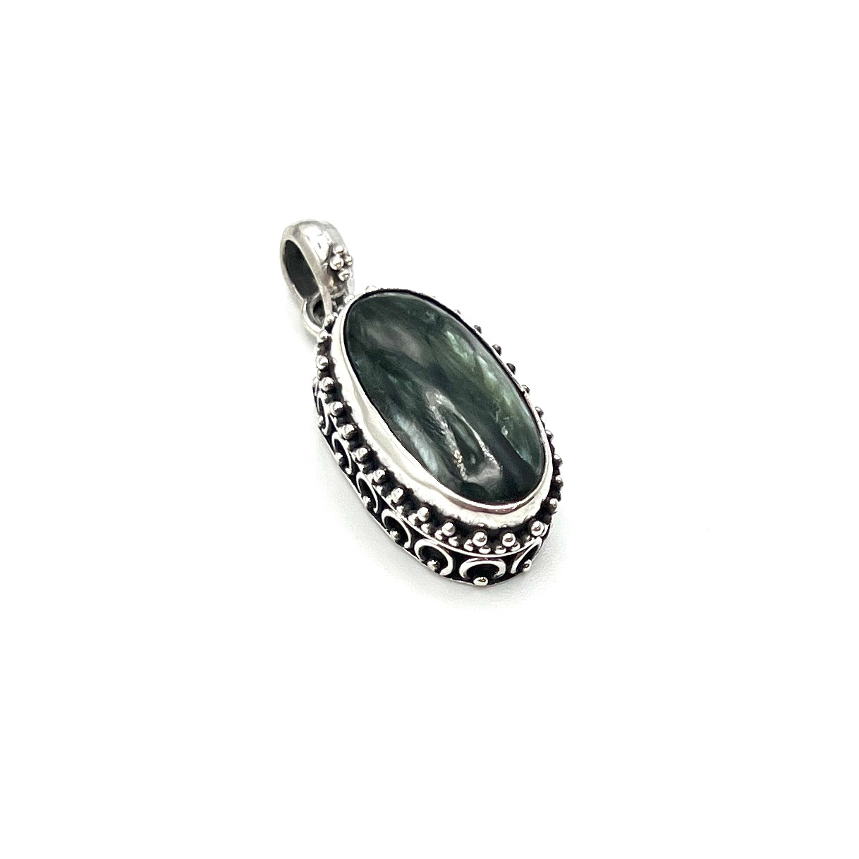 Sterling Silver Beaded Seraphinite Pendants