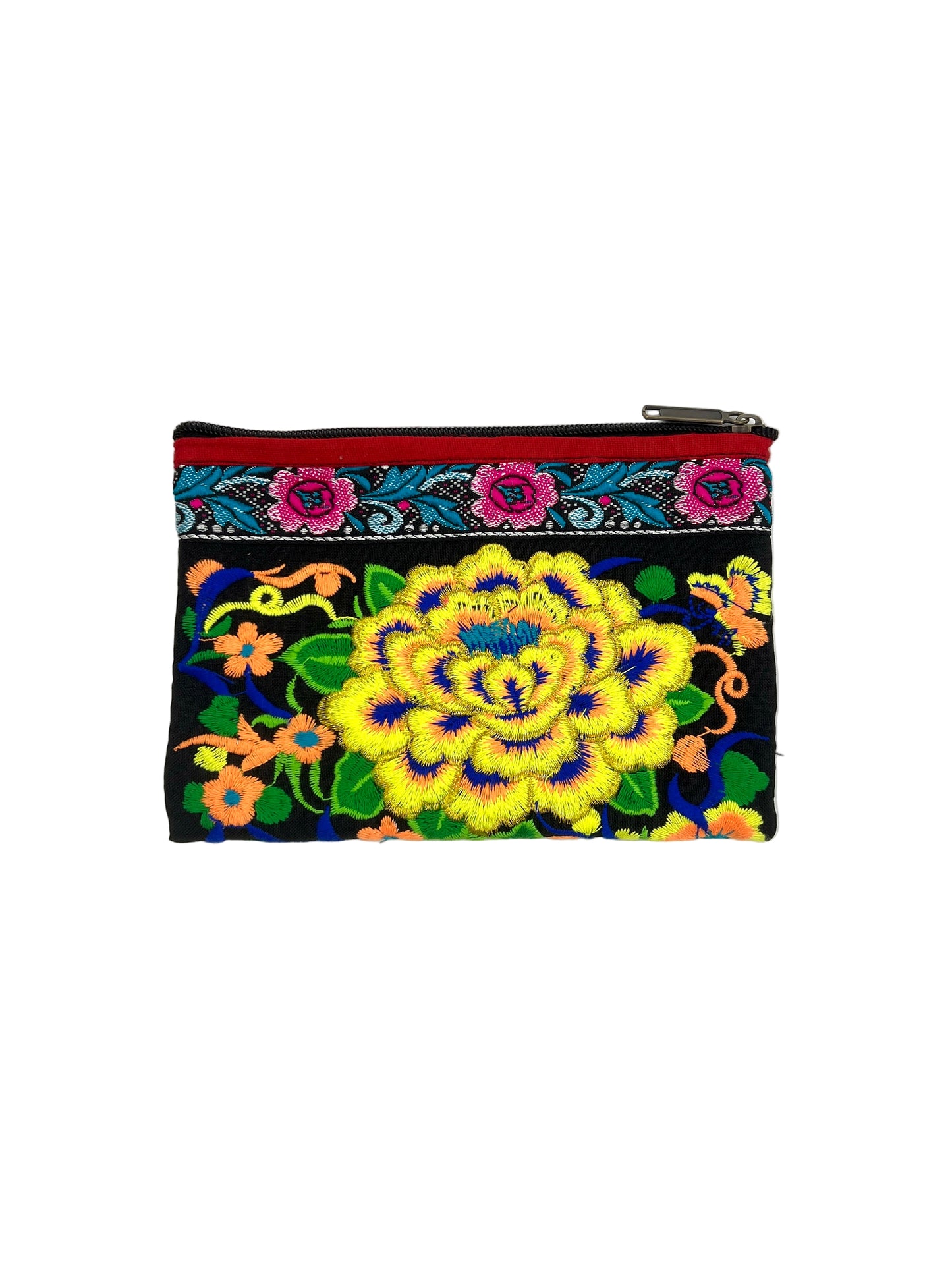 Embroidered Lotus Flower Coin Purse