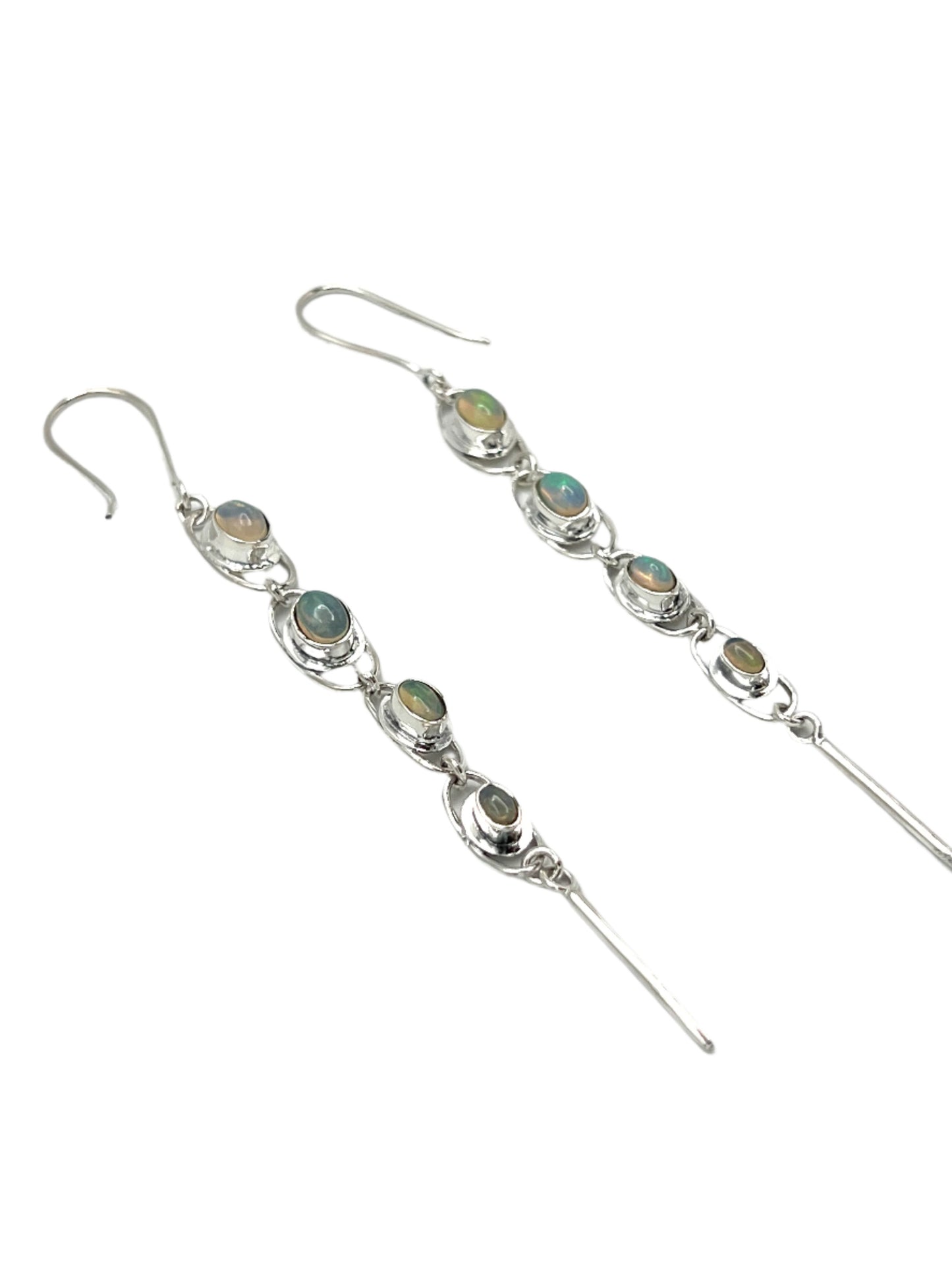 Sterling Silver Ethiopian Opal Multi Drop Earrings