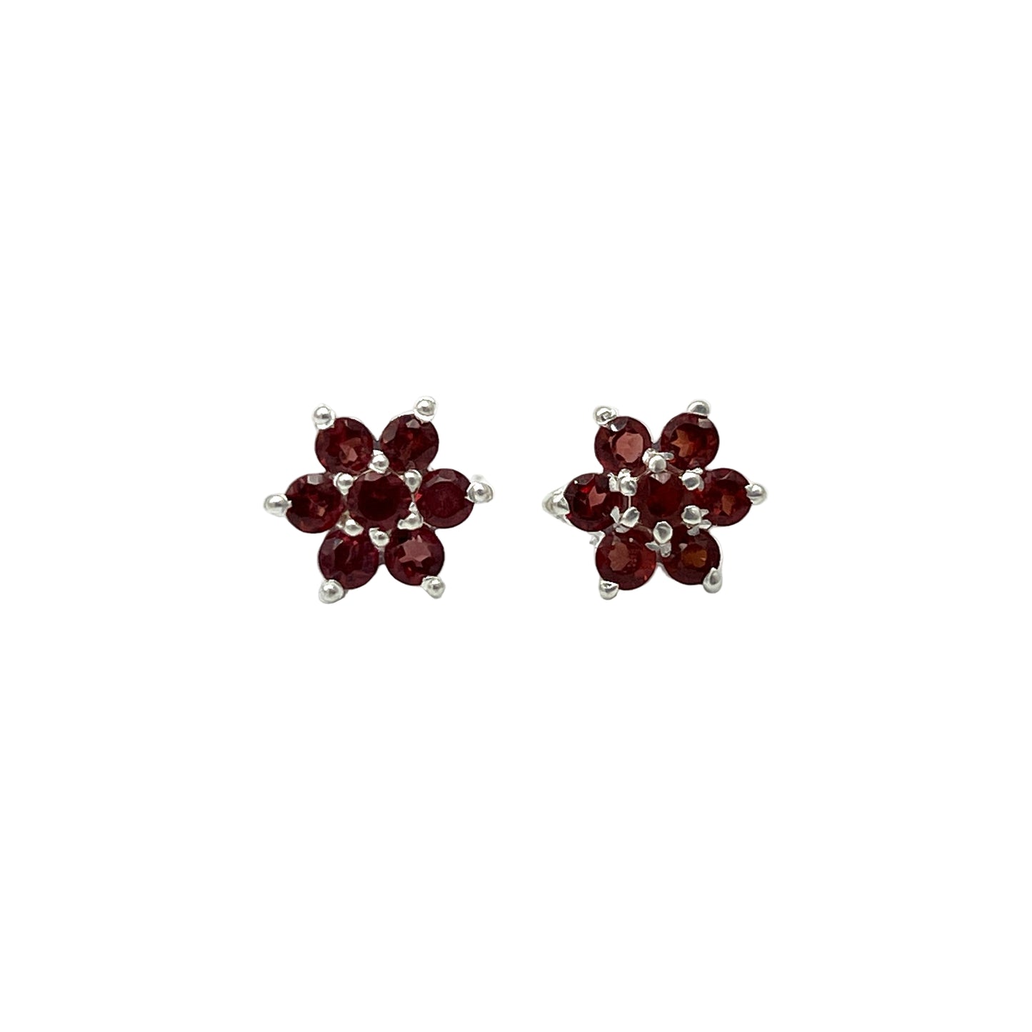 Faceted Gemstone Flower Stud