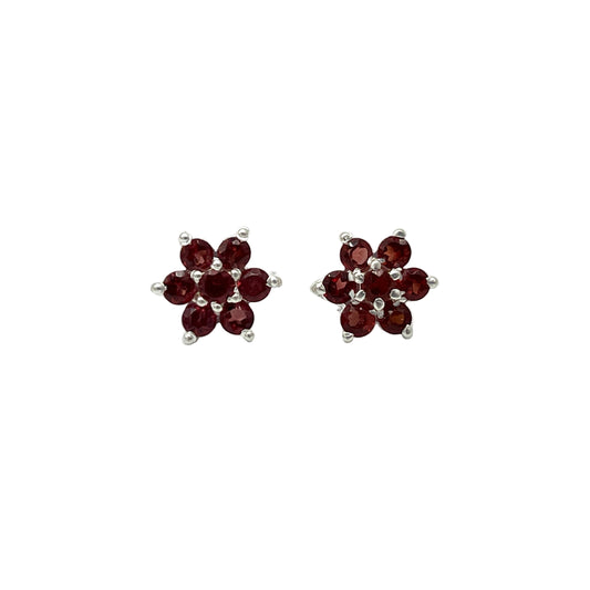 Faceted Gemstone Flower Stud