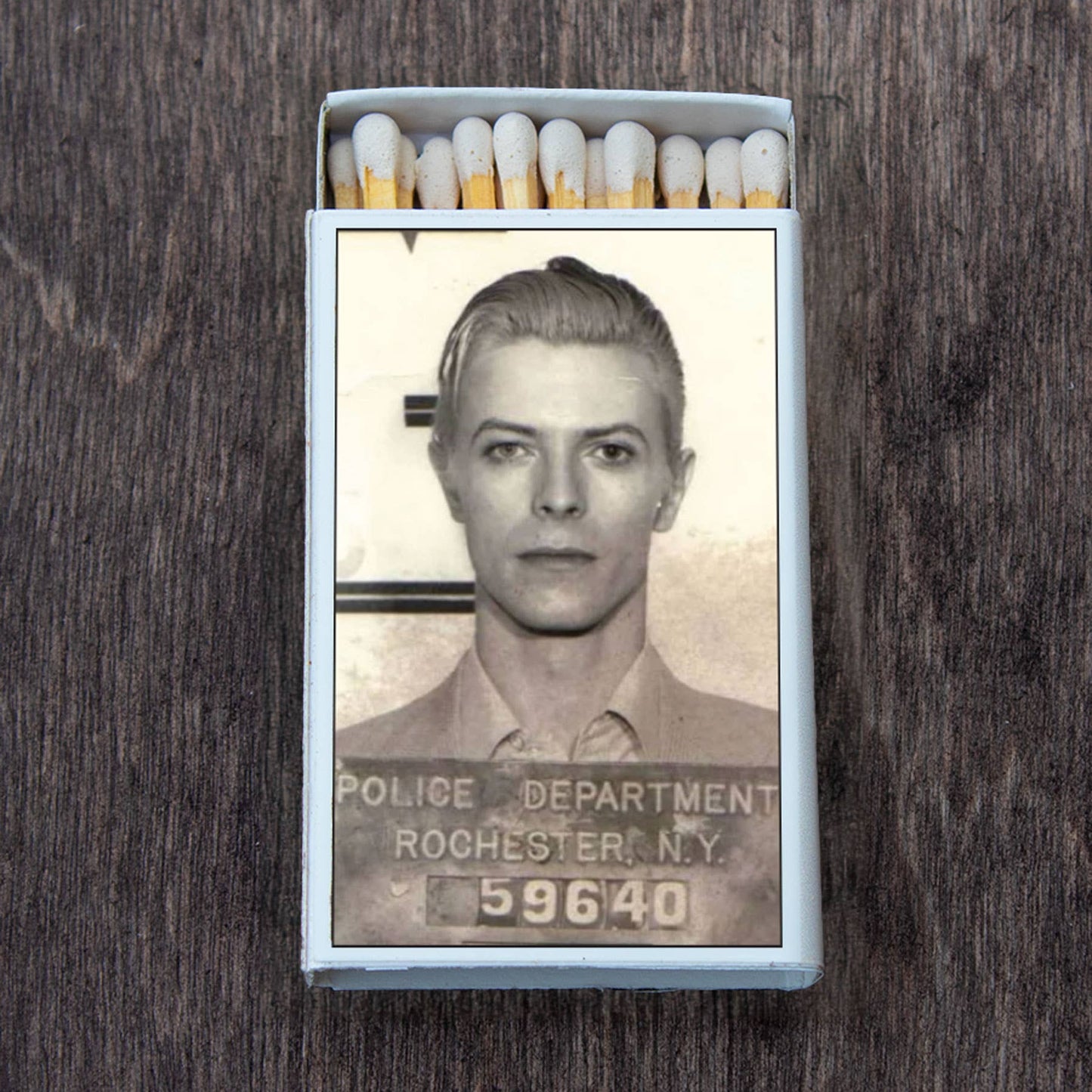 David Bowie Mugshot Matchbox • Matches • Candle Acc