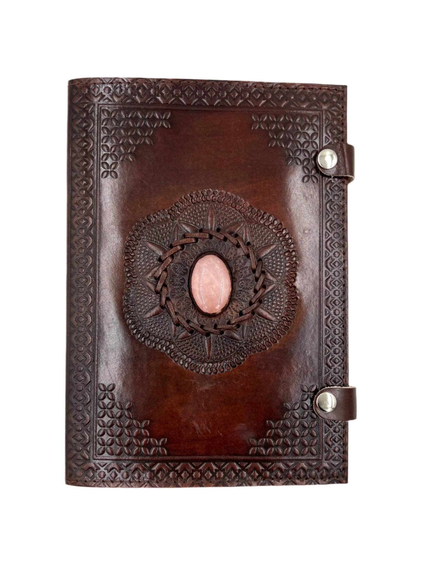 Camel Leather Gemstone Journal | Spiked Lotus | 10" x 7" x 1/2"