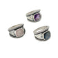 Sterling Silver Square Gemstone Hammered Rings