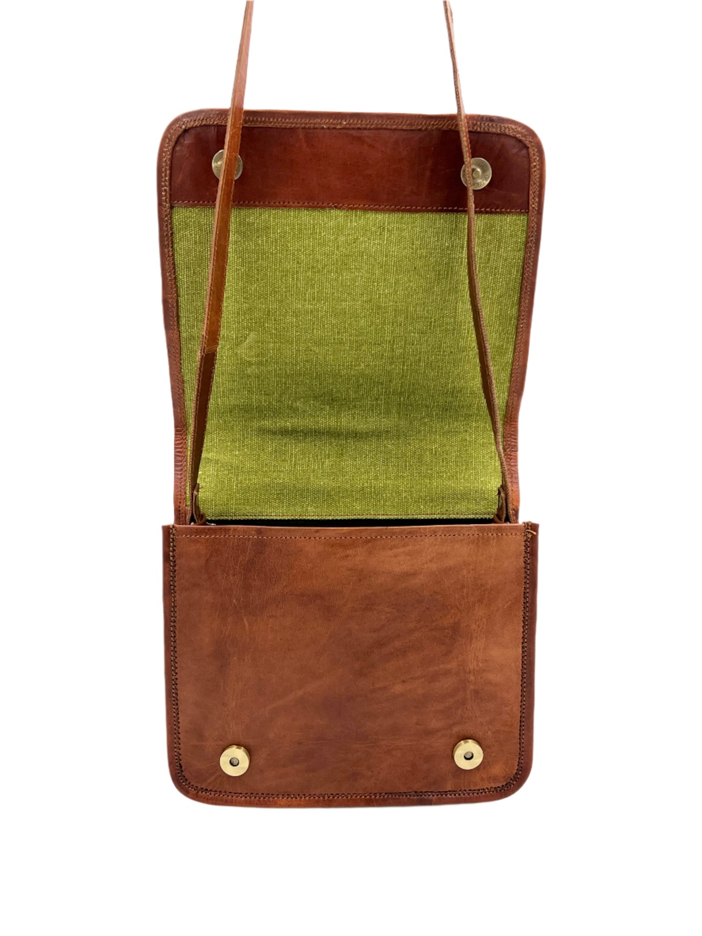 Camel Leather Cross Body Saddle Bag