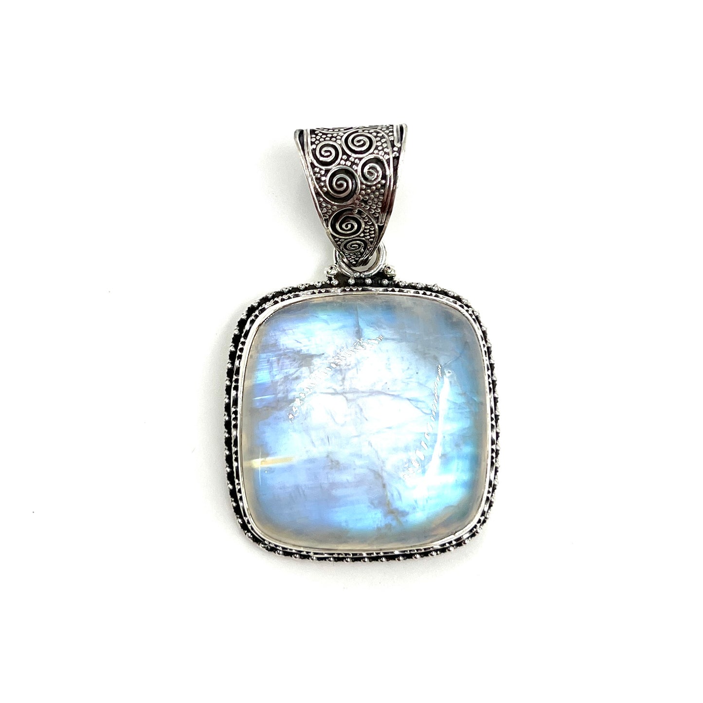 Sterling Silver Filigree Square Moonstone Pendant