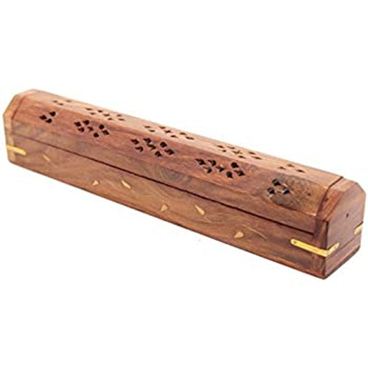 Vine Inlaid Wood Incense Box Burner