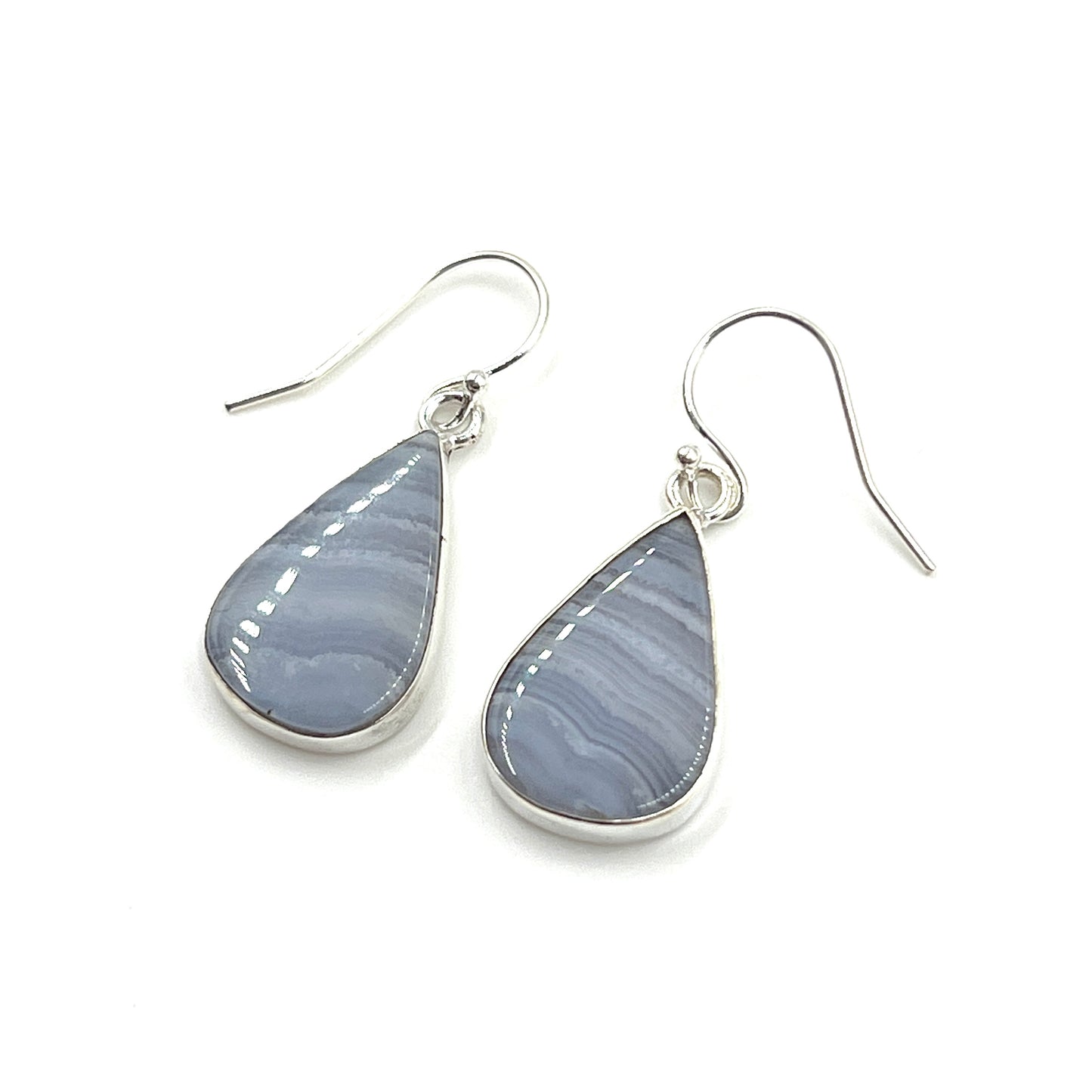 Teardrop Blue Lace Agate Earrings