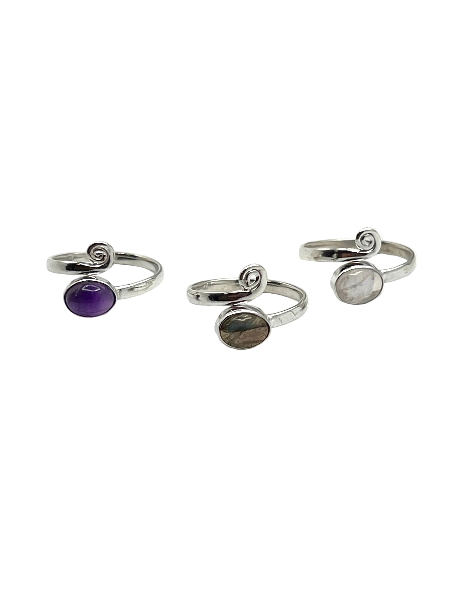 Swirl Gemstone Wrap Rings