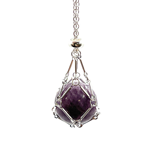 Silver Crystal Cage Necklace