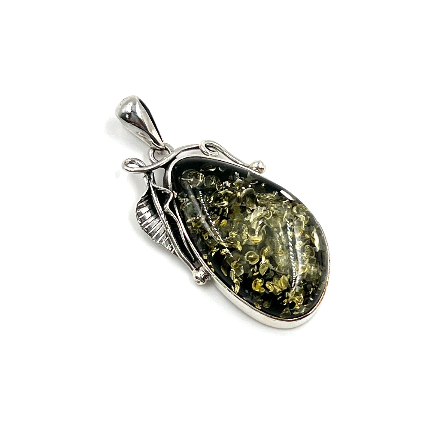 Green Amber Freeform Pendants