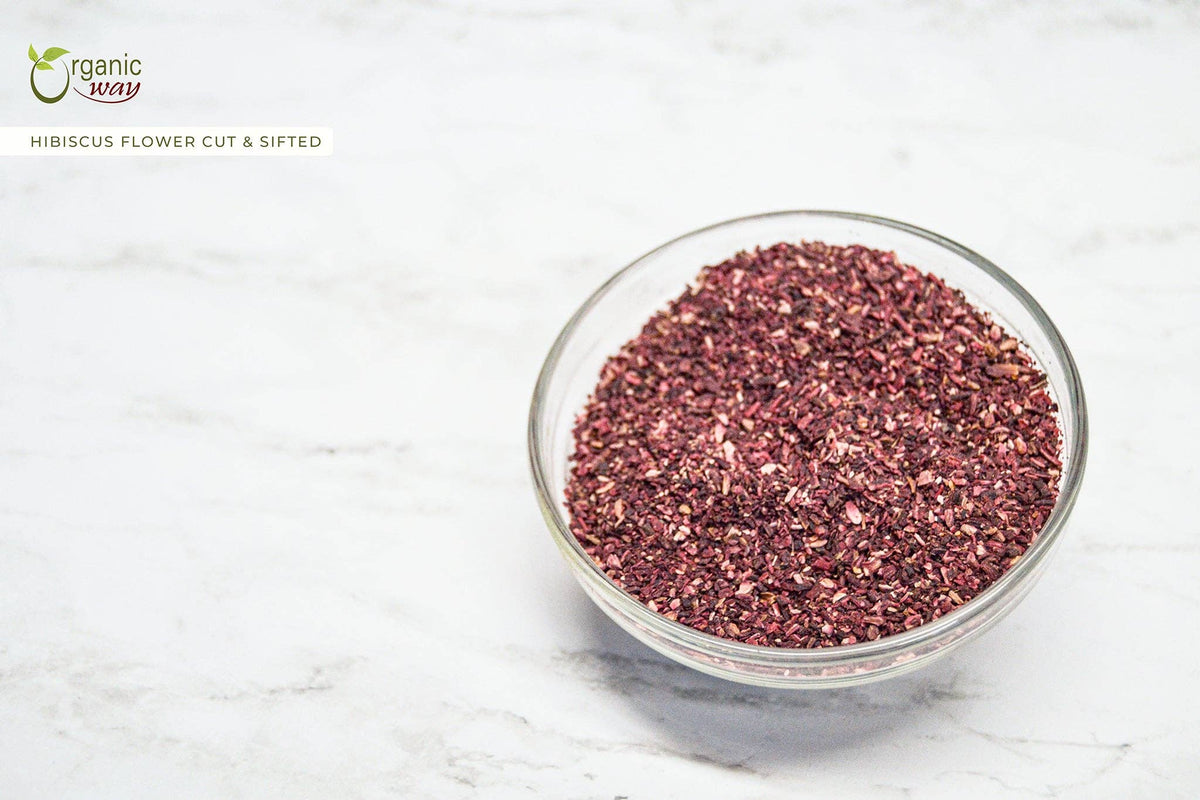 Dried Hibiscus Flower Cut & Sifted (Hibiscus rosa-sinensis) | Herbal Tea | Kosher Certified | Raw, Vegan, Non GMO & Gluten Free | USDA Certified | Origin - India