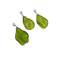 Silver Green Amber Freeform Pendants