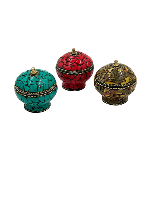 Mini Mosaic Indian Metal Jar