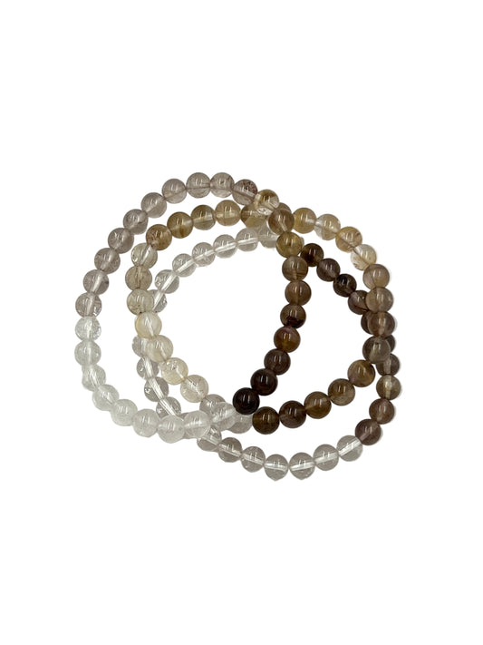 Smoky Quartz & Clear Quartz Stretchy Bracelets