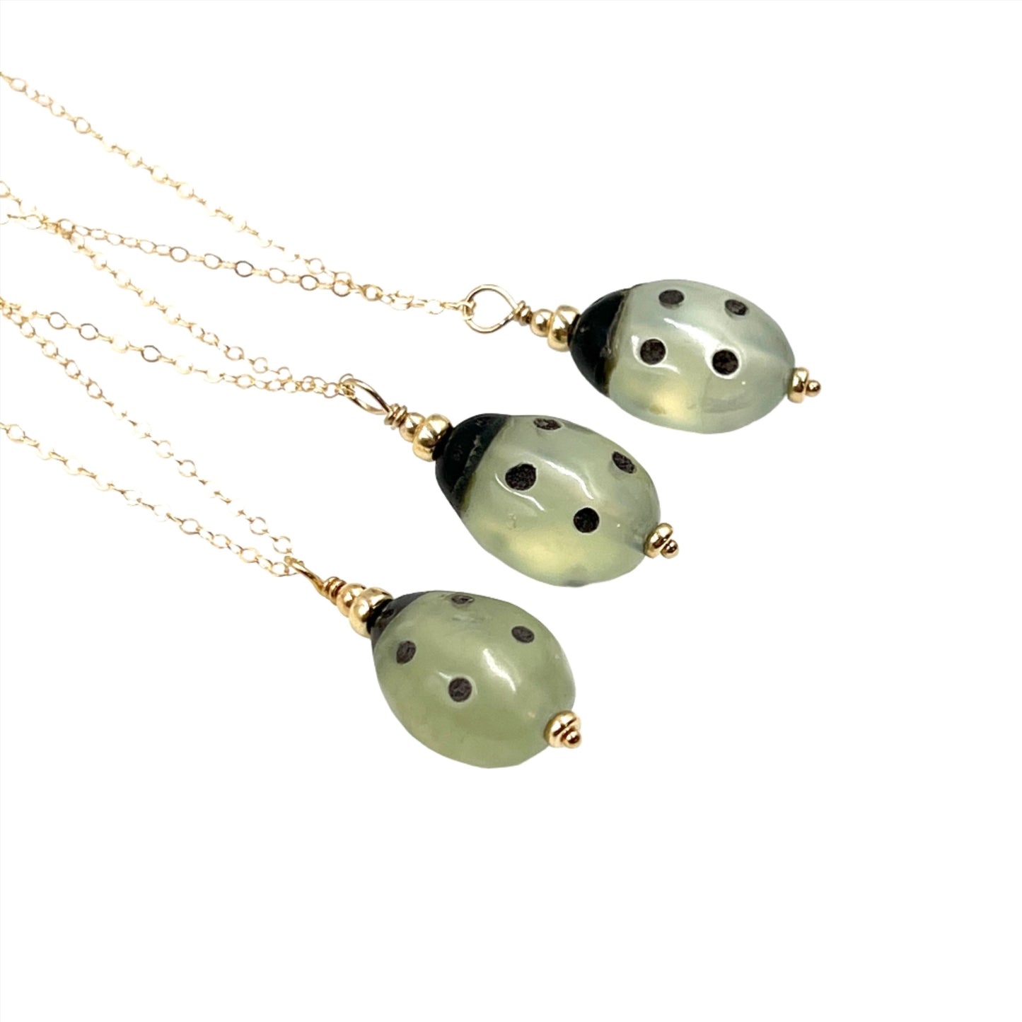 Jade Lady Bug Gold Filled Necklace