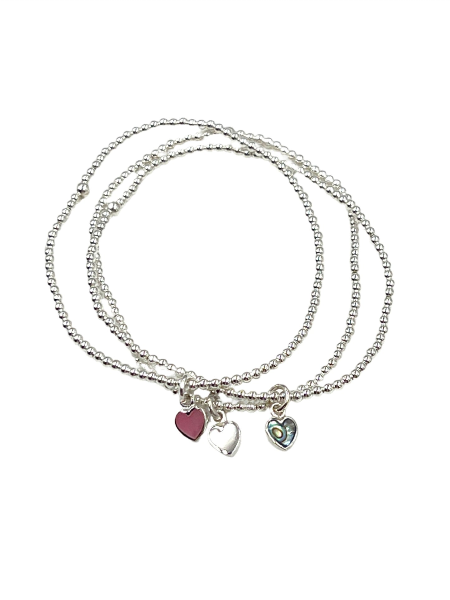 Sterling Silver Shell Heart Beaded Bracelets