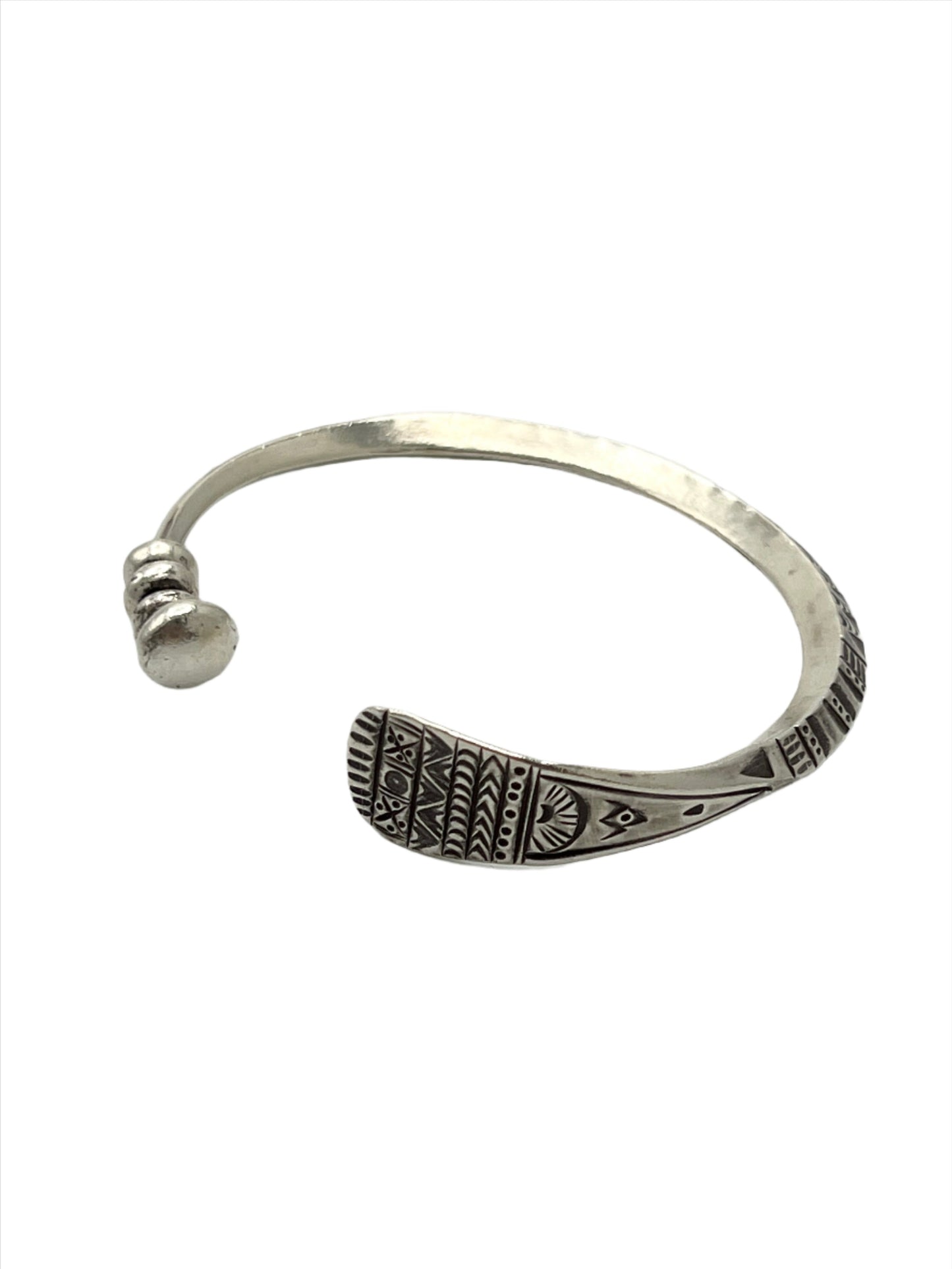 Sterling Silver Hilltribe Flat End Cuff Bracelet