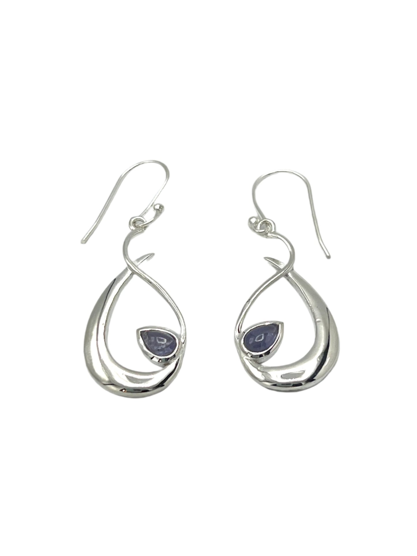 Sterling Silver Tanzanite Teardrop Earrings