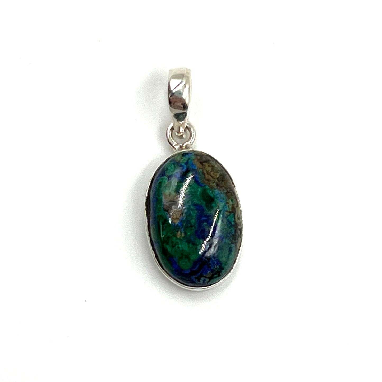 Sterling Silver Azurite Malachite Oval Pendants