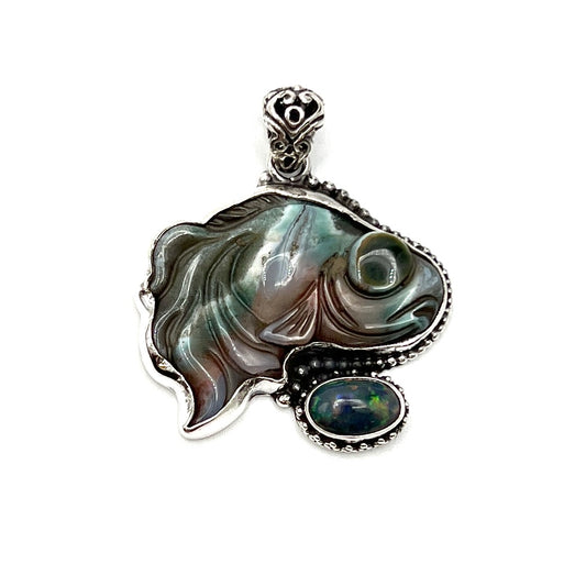 Opal & Jasper Fish Gemstone Pendants