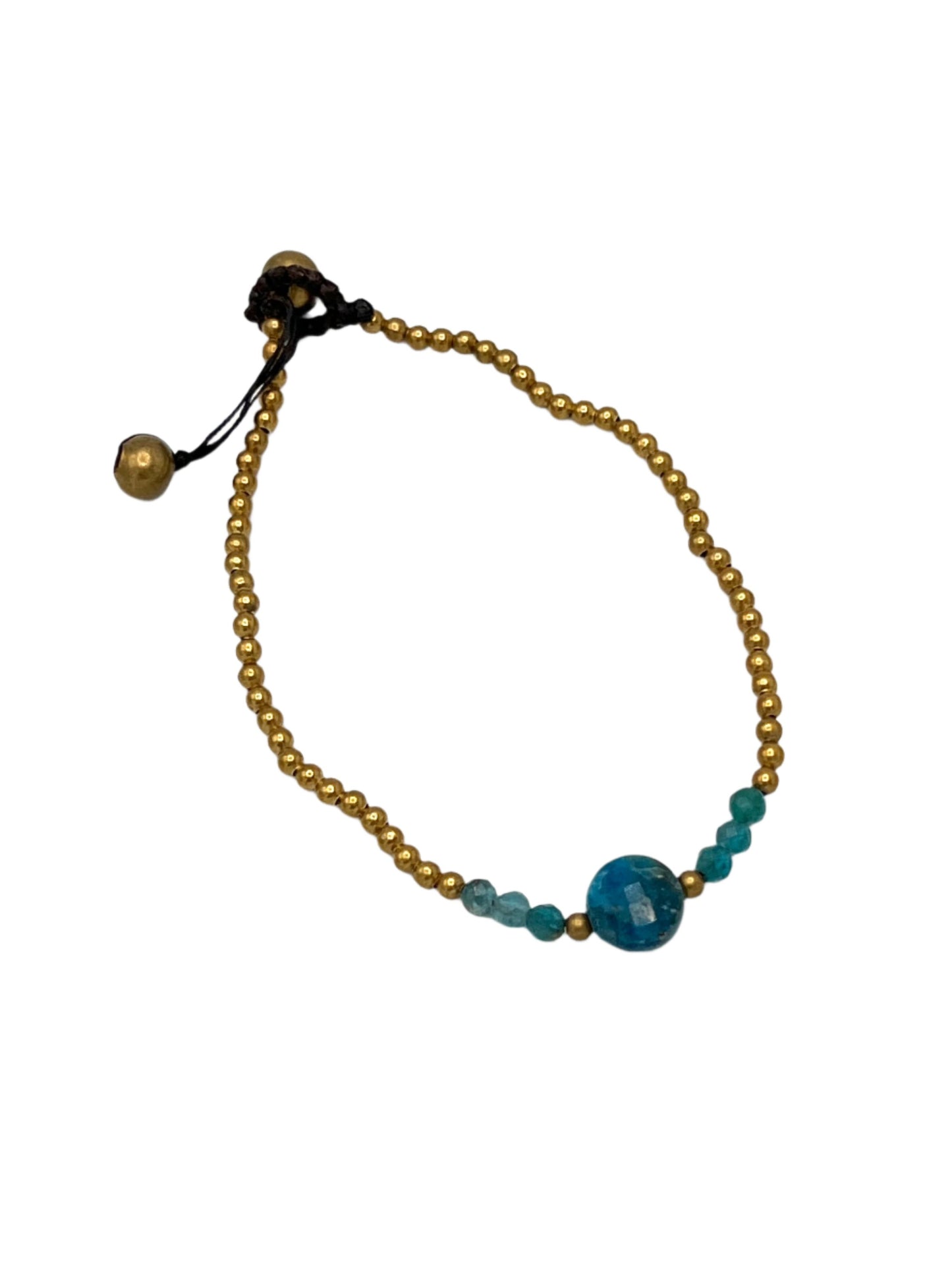 Faceted Round Gemstone Brass Bracelet