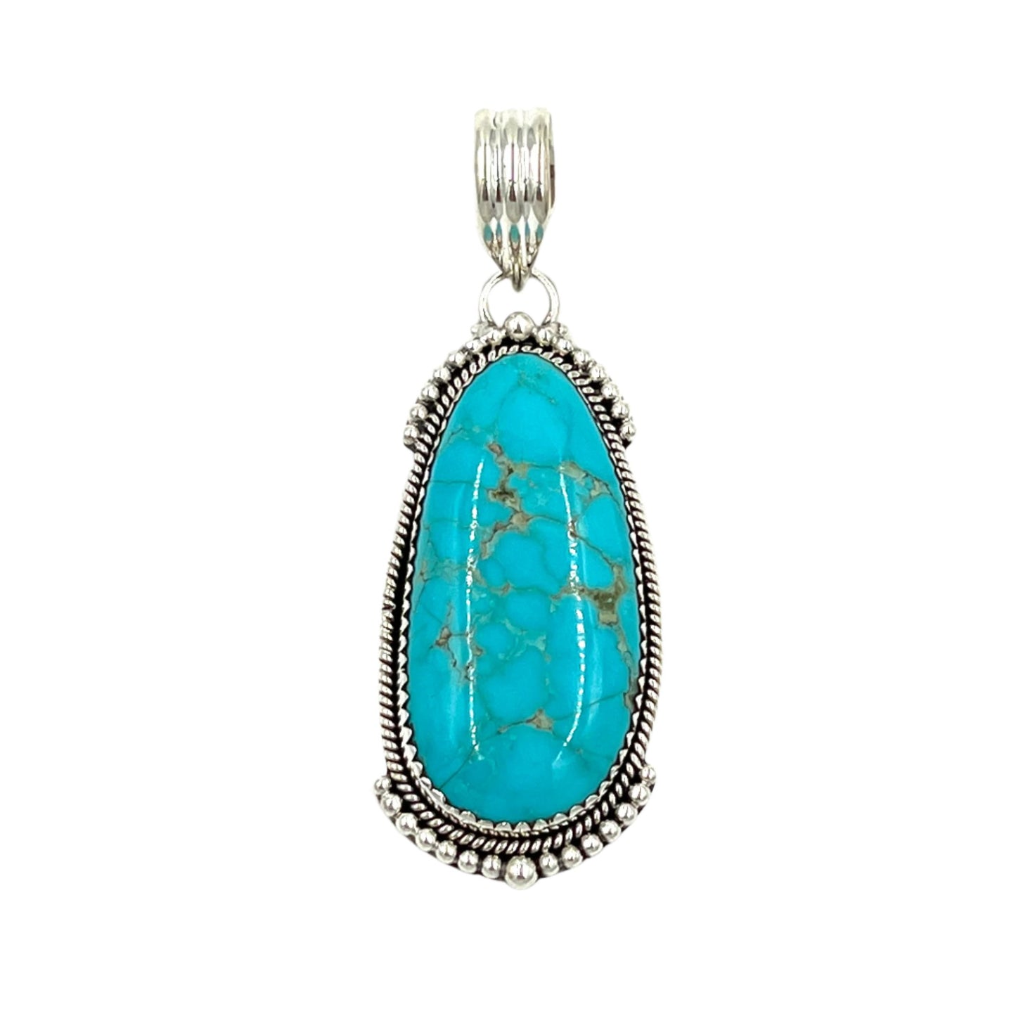 Sterling Silver Beaded Turquoise Pendants